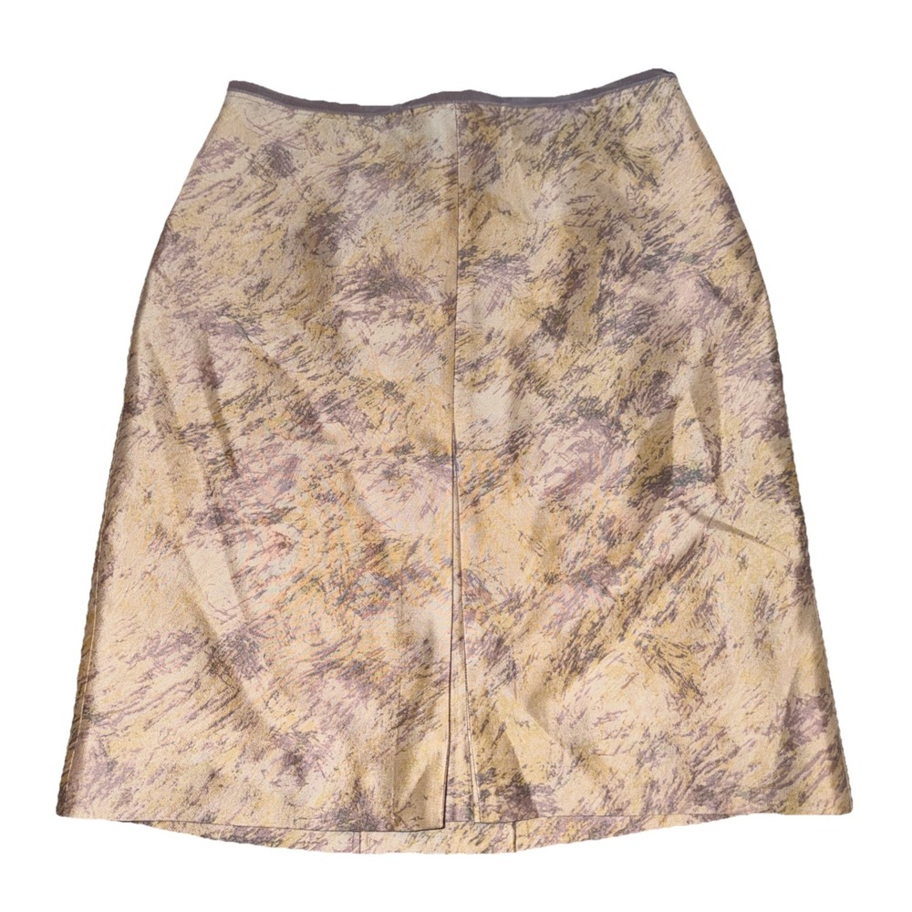 BCBGMaxazria Skirt Size 4 Wool & Silk‎ Abstract Print A-Line Pleated Purple